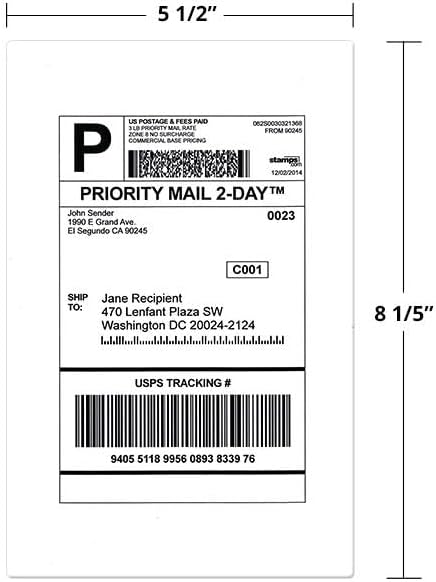Shipping Labels 5.5" × 8.5" (2 per Sheet, 100 Count) – Half-Sheet Printable Mailing & Address Labels for Inkjet & Laser Printers – Blank White Label Sheets for Small Business Shipping Supplies
