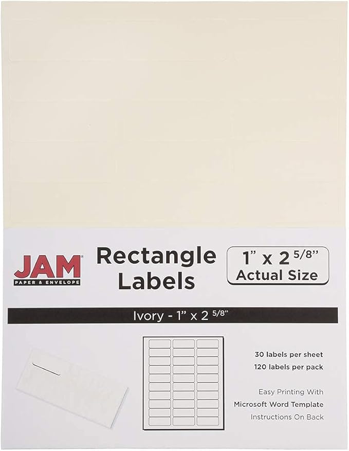 JAM PAPER Return Address Labels - Standard Mailing - 1 x 2 5/8 - Ivory - 120 Shipping Labels/Pack