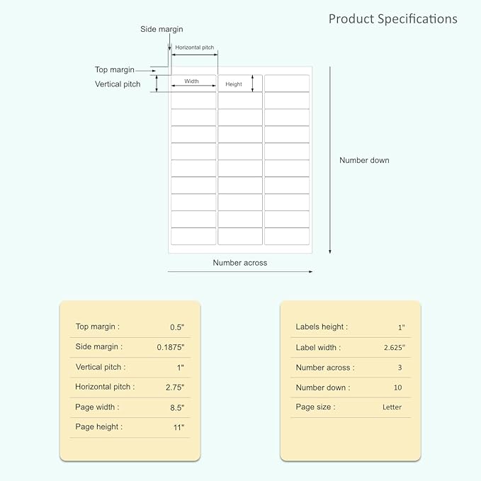 Printable Address Labels for Laser & Inkjet Printers Blank Mailing Labels 30 Labels per Sheet 2.625 x 1 Inch (3000/100 Sheets)