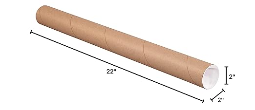 AVIDITI Mailing Tubes with Caps, 2"L x 22"W, 50-Pack | Cardboard Tube Mailer for Poster Box, Blueprint, Teachers, Artwork, Long Art Holder 2x22