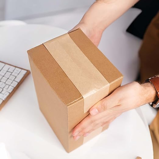 ADHES Water Activated Tape 2" x 55yds, 3 Rolls, Reinforced Kraft Gummed Paper Tape, Eco-Friendly, Strong Adhesive Shipping Tape for Packing, Shipping, Moving