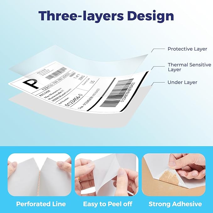 Fuxury 500 Pcs 12x15.5" Poly Mailers Sets with 4x6" Thermal Labels, Waterproof Mailing Envelopes & Stickers for Clothing, Strong Adhesive Poly Shipping Postage Bags for Business (White A Box)