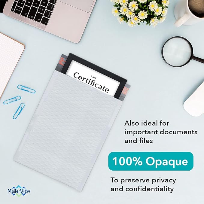 White Large Poly Bubble Mailers 9.5x14.5 inch #4 | Self Seal Padded Envelopes Cushioned Bubble Mailer | Usable Size 9.5x13.5 | WaterProof | Lightweight mailing Shipping Bags | 100 Pack Bulk | USA Made