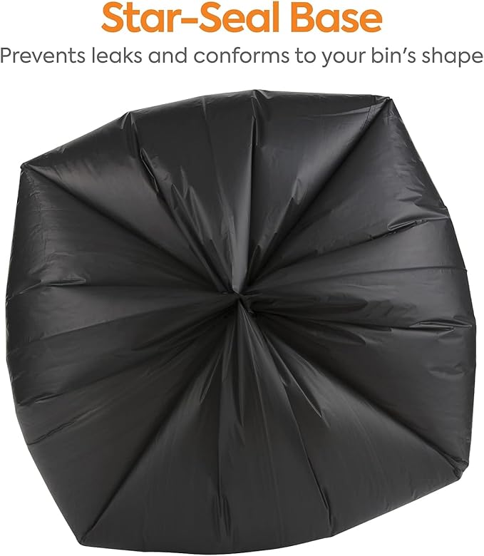 Trash Bags, 40-45 Gallon Garbage Can Liners for Office, Breakrooms, Restrooms, 150-Pack, Black