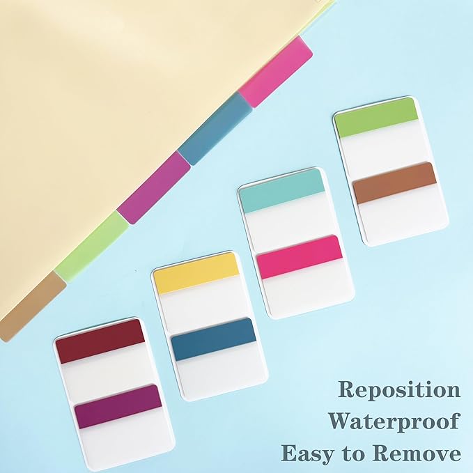 ELII 500 PCS Sticky Tabs 2 Inch Index Tabs, Colored Page Markers Repositionable Tags Reading Tabs Self Adhesive Tape Flags for Books, Binders, Notebook and File Folders