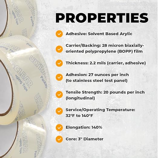 WOD CST22CC Crystal Clear See-Through Packing Tape – 2 inch x 110 yds. for Carton Sealing Mailing, Shipping, and Protection, Label Covering, Lamination, and Outdoor Uses.