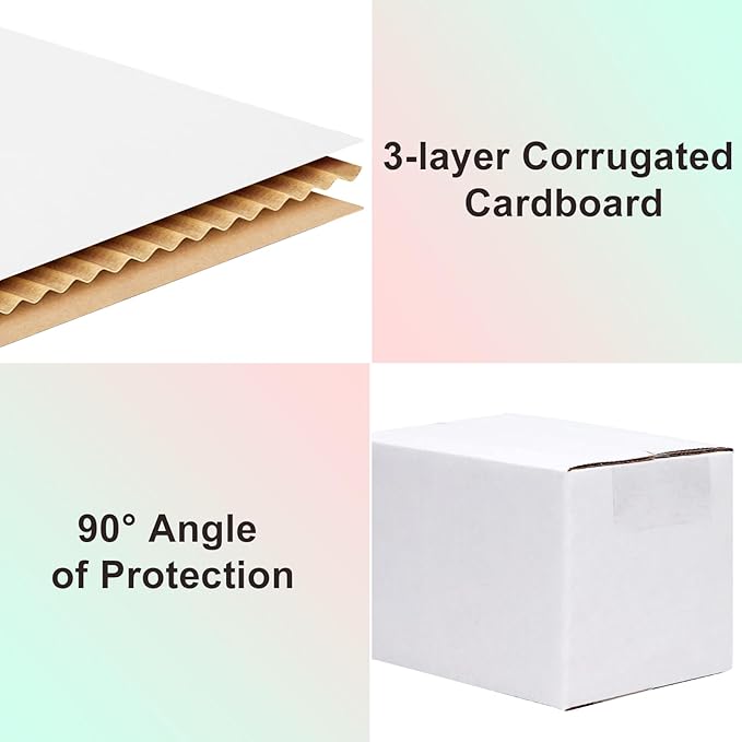PETAFLOP Cardboard Boxes 6x4x4 Shipping Boxes White Kraft Corrugated Small Mailer Boxes, 25 Pack