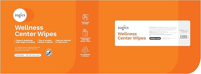 Zogics Wellness Center Cleaning Wipes – Gym Equipment Wipes for Cleaning Surfaces and Fitness Equipment, Durable and Safe Pre-Saturated Wet Wipes (2,300 Count, 2 Rolls of 1,150 Wipes)