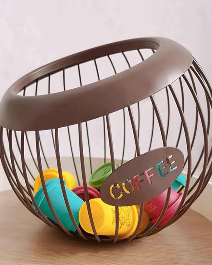 Coffee Pod Holder Large Capacity Coffee Pod Storage Metal Kitchen Countertop Organizer for Home Office Brown A