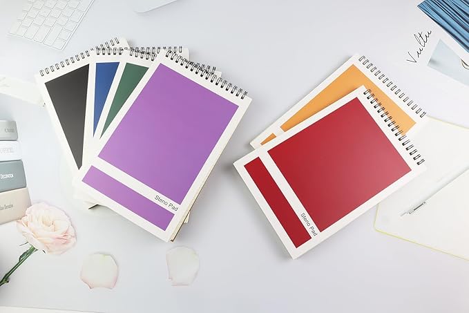 Top Spiral Steno Pads,6 Pack Notepads 6x9 Inches,80 Sheets White Paper Gregg Rule Steno Notebooks for Writing Notes in School, University, College, Office