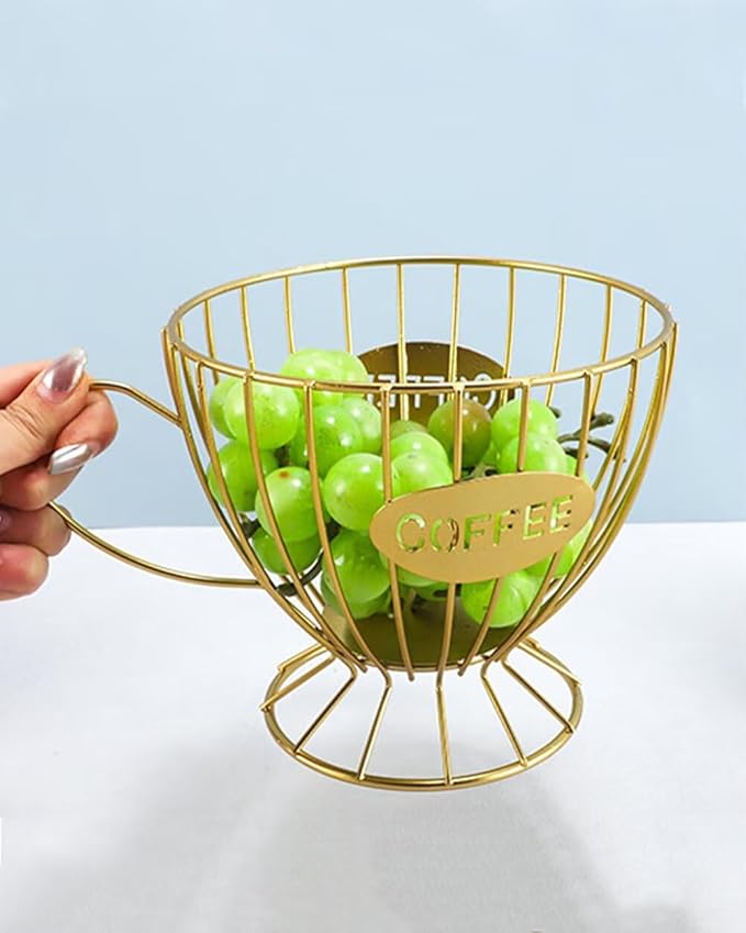 Coffee Pod Holder Large Capacity Coffee Pod Storage Metal Kitchen Countertop Organizer for Home Office Gold