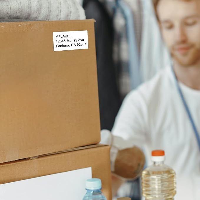 MFLABEL 2x4 Shipping Labels - 500 Adhesive Address Labels for Laser/Inkjet Printer, 50 Sheets FBA Labels, 10-UP Matte White Stickers for Packages, Mail, FBA & Shipping Boxes