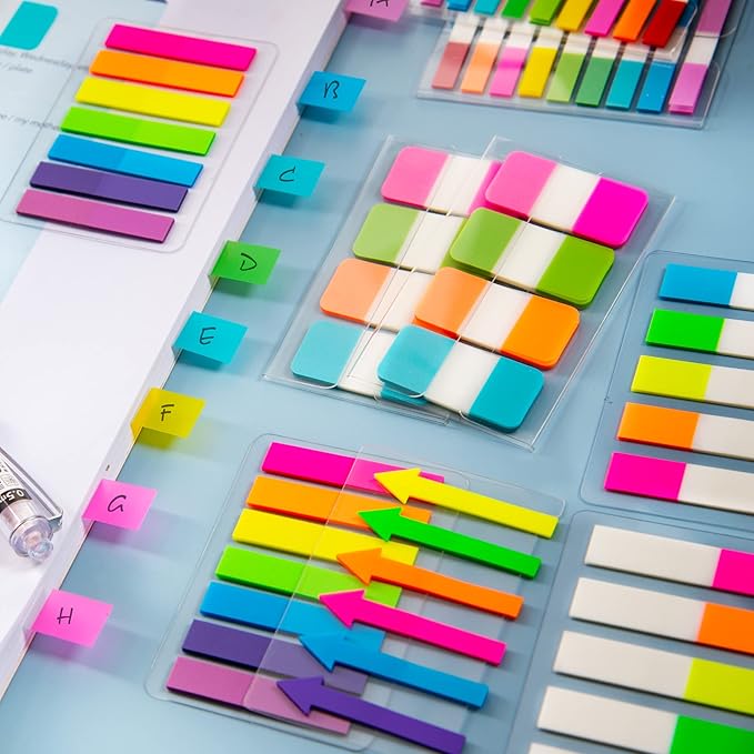 Golcellia Sticky Book Index Tabs, Page Tabs Markers, Sticky Notes Tabs 1272 Pieces(5 Styles, 31 Colors) Annotation Tabs, Book Annotation Supplies Study Pack