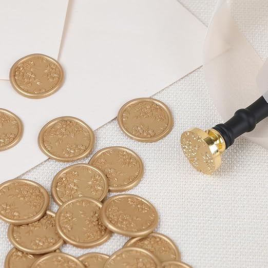 UNIQOOO Begonia Flowers Wax Seal Stamp - Floral Wax Seal Stamp Botanical Theme Vintage Brass Stamp Head with Wood Handle for Wedding Invitation Gift Wrap Envelopes Christmas Card