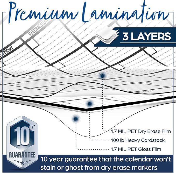 Large Dry Erase Calendar for Wall, 24x36, Large Wall Calendar Dry Erase, Big White Board for Office, Home & School, Giant Erasable Whiteboard, Jumbo Monthly Undated Reusable White Board Planner