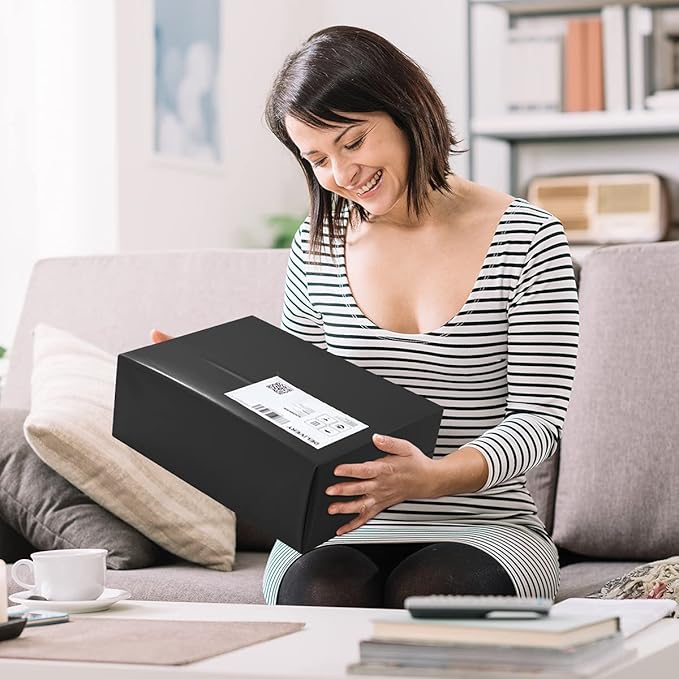 UCGOU Poly Mailers 7.5x10.5 Inch Black 100 Pack Shipping Bags Strong Thick Mailing Envelopes Self Sealing Adhesive Waterproof and Tear Proof Boutique Packaging Postal for Clothing