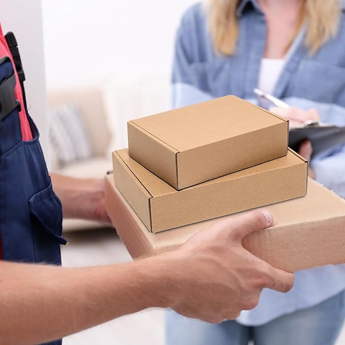 Shipping Boxes 7x5x2" 25 Pack - Brown Corrugated Cardboard Box Mailing for Small Business, Kraft Medium Literature Mailer Packaging Supplies