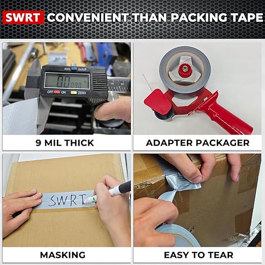 SWRT 9 Mil 2-Pack Silver Heavy Duty Duct Tape Strong Adhesive, 2 in x 30 YD (Total 60YD) Duct Heavy Duty Waterproof All Weather Gray Duct Tape No Residue Sealing & Patching for Indoor&Outdoor Repair