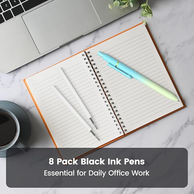 16Pcs Black Gel Pens - 0.7mm Medium Point Black Ink Pens | Smooth Writing - Quick Drying Retractable Pen for Men Women (Gradient - 16Pcs)