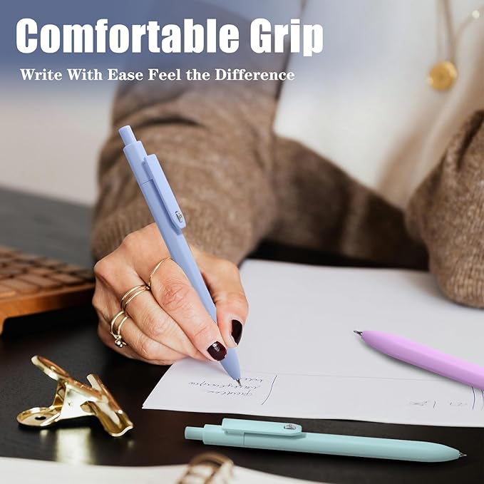 Vitoler Gel Pens,8pcs 0.5mm Pens,Fine Point Black Ink Pen,Smooth Writing Retractable Pen for Teacher Suppliesd,Cute Office Supplies for Women