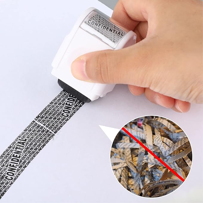 Nezyo 2 Pack Identity Protection Roller Stamp Identity Theft, Confidential, Privacy Roller Stamp Information Blocker and 4 Pack Refill Ink for ID Account Data Address Security(White)