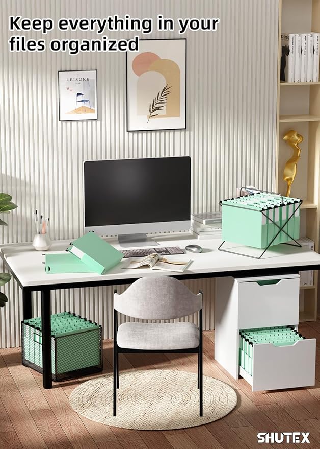 Extra Capacity Plastic Hanging File Folders, Hanging Folders, 12 Pack Reinforced Heavy Duty 2 Inch Expansion, Filing Cabinet Folders Letter Size for Bulk Files/Medical Charts(Sage Green)