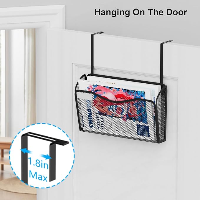 Wall File Organizer, Mesh Hanging File Organizer, Home Office Organization and Storage, 1 Pockets Document Magazine Rack