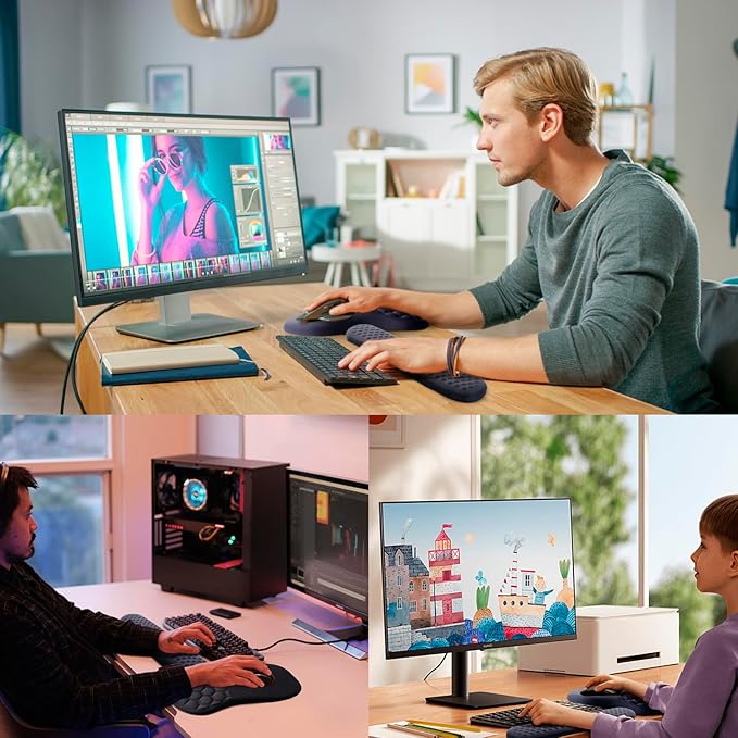 Mouse Pad Wrist Support, Laokiiy 2 in1 Keyboard Wrist Rest+ Ergonomic Mouse Pad, Non-Slip Wrist Rest for Computer Keyboard, Made Easy Typing & Relieve Wrist Pain(Black