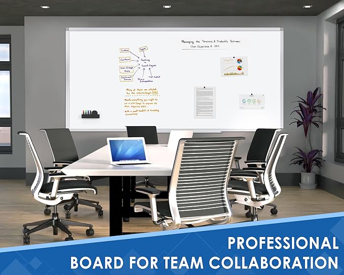 Swansea Magnetic Dry Erase Whiteboard 90 x 43 inches, Large White Board Dry Erase for Wall with Silver Aluminum Frame & Marker Tray for School Office Home, 230 x 110 cm