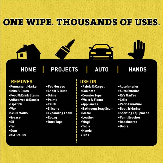 Tub O' Towels Heavy-Duty Multi-Surface Cleaning Wipes, 7" x 8", 40 Count Canister, Removes Grease, Grime, Tough Stains, Durable Disposable White Wipes for Home, Garage, Outdoor Cleaning Tasks, 4-Pack