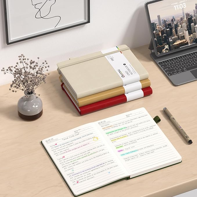 Oucaru Lined Journal Notebook, 8 Pack, 180 Pages, A5 Journals for Writing, 100 GSM Thick Paper, Small Notebooks Daily Journal for Women Men Work, Business, School, Travel Supplies