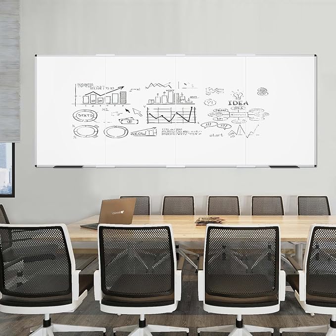 VIZ-PRO Magnetic Dry Erase Board, 120 X 48 Inches, Foldable Wall-Mounted Whiteboard with Silver Aluminum Frame & Marker Tray for School Office and Home 10' X 4'