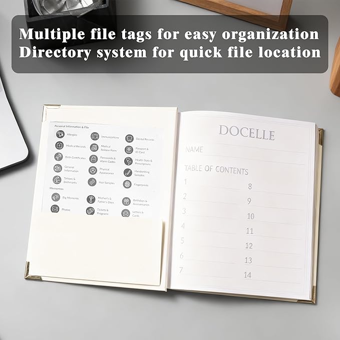 Important Document Organizer with Labels Expanding File Folder Storage Binders for Important Papers, Birth Certificates, Passports and Letters