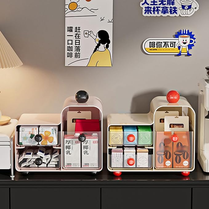 Multi Purpose Drawer Storage Box for Kitchen Countertops Office Desks Teas Bags Holder Cosmetics Organization Tool