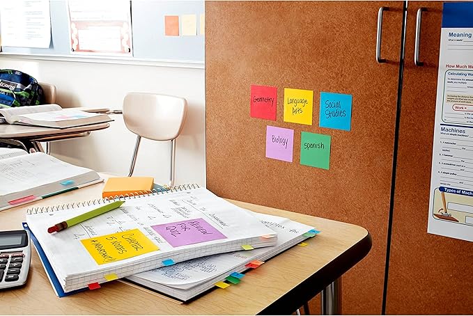 Post-it Super Sticky Notes, 5 Sticky Note Pads, 3 x 3 in., School Supplies, Office Products, Sticky Notes for Vertical Surfaces, Monitors, Walls and Windows, Lucky Green