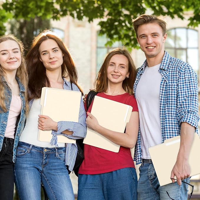 SUNEE File Folders, 18 Pack Manilla Folders 8.5 x 11, 1/3 Cut Tab for Easy Labeling and Organization, Durable Standard Paper for Home, Office, School Filing