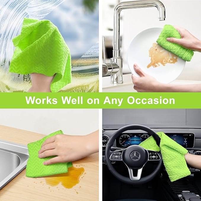 LIVOS Microfiber Cleaning Cloth Roll - 80 Pack, Reusable Paper Towels, Microfiber Towels for Cars, Super Absorbent Lint Free Cleaning Rags for House, Kitchen, Window-Wave Green, 11.5"x11.5"