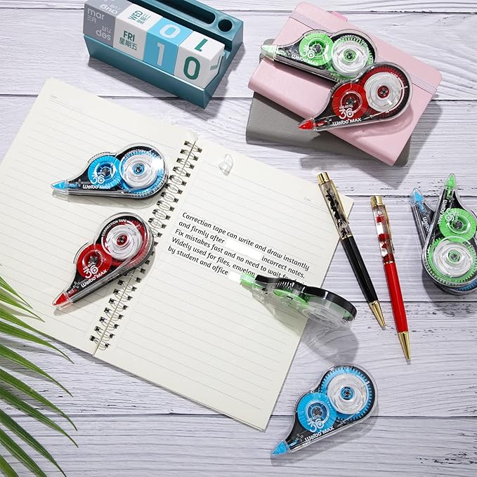 Mimorou 54 Pack Correction Tape Bulk White Correctional Fluid Tape Easy to Use Applicator Corrector Correct Wrong Writing Eraser for Office Education Supplies, 20 Feet