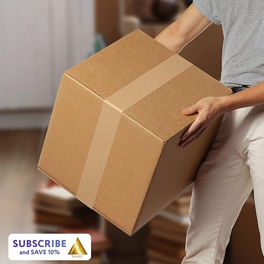 APQ Pack of 8 Reinforced Water Activated Tapes 3" x 375'. Gummed Tape for Corrugated Cartons. Kraft Box Tape with Permanent Adhesion. Paper Tape for Packaging, Shipping, Mailing, Moving.