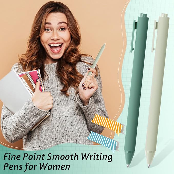 Crtiin 100 Pcs Gel Ink Pens Bulk, Black Ink 0.5mm Fine Point Retractable Pen Smooth Writing Office School Supplies for Teacher Server Operation Christmas Charity Donation Thanksgiving (Green Series)