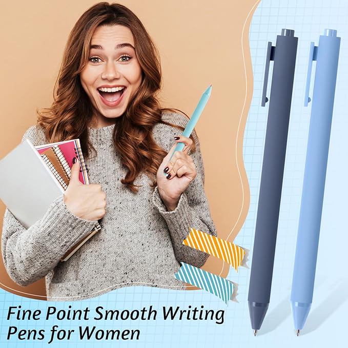 Crtiin 50 Pcs Gel Ink Pens Bulk, Black Ink 0.5mm Fine Point Retractable Pen Smooth Writing Office School Supplies for Teacher Server Operation Christmas Charity Donation Thanksgiving (Blue Series)