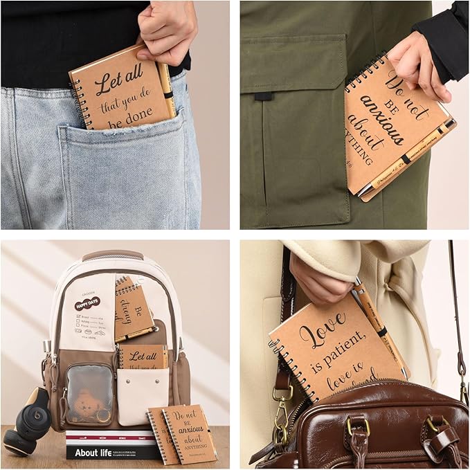 40 Pcs/20 Set Christian Gifts Spiral Notebooks Bulk Journals with Christian Pens Prayer Journal for Women and Men, Christmas Gifts for Church Members, Bible Study Groups & Church Families,Small Notepad (4.33" x 5.43")