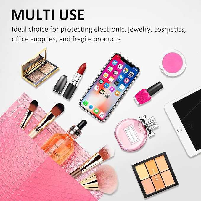 Bubble Mailers 8.5x12'' 30 Pack and 24PCS Fragile Stickers Pink Thick Waterproof Padded Poly Envelopes Bubble Wrap Mailers Self Seal Shipping Bags for Mailing Small Business Homes Envelope Mailers #2