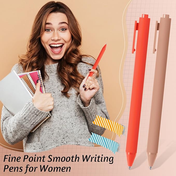 Crtiin 50 Pcs Gel Ink Pens Bulk, Black Ink 0.5mm Fine Point Retractable Pen Smooth Writing Office School Supplies for Teacher Server Operation Christmas Charity Donation Thanksgiving (Orange Series)