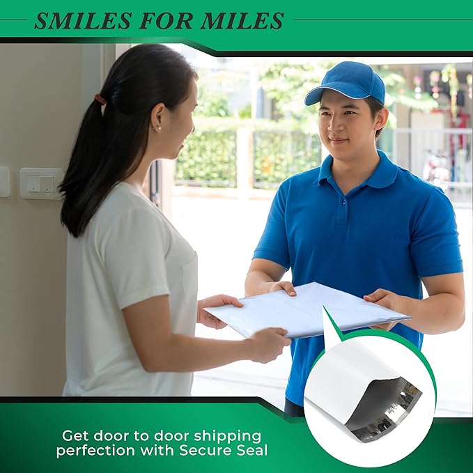 100 Pack Secure Seal White Poly Mailers - Safe Shipping With 32x32 Bags - E-Commerce Self Sealing 2 Mil Poly Envelopes for Shipping