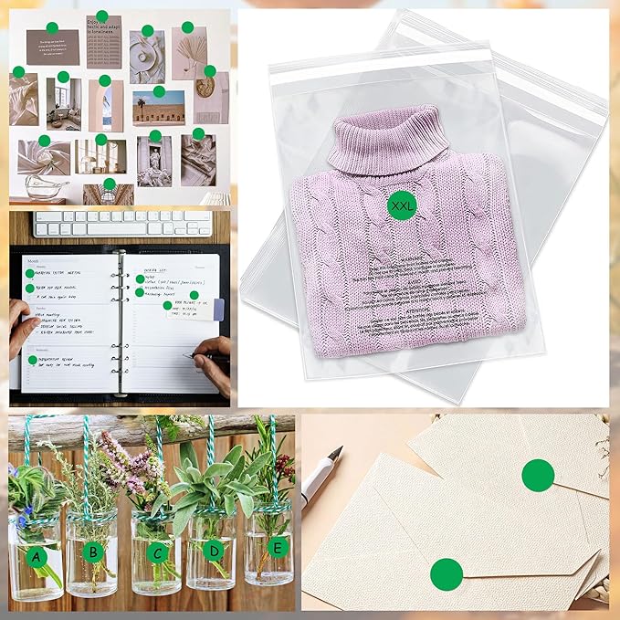 WANSTE 10Rolls 10000PCS 0.75 Inch Small Green Sticky Tags, Permanent Sticky Dot Color Code Labels in Dispenser Box,Circle Blank Labels Total for Documents, Inventory,Calendars, CDs,Garage Sales