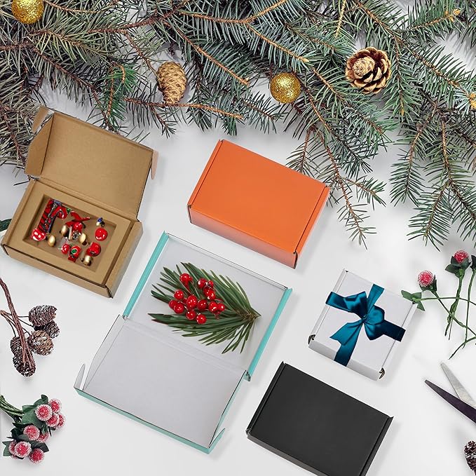 50 Pack 6x4x2 inches Small Shipping Boxes, Kraft Corrugated Cardboard Boxes for Mailing Packing, White