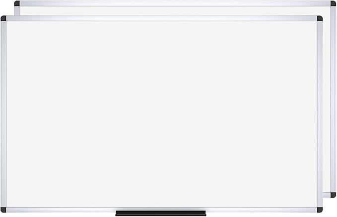 VIZ-PRO Large Magnetic Dry Erase White Board for Wall, 60 X 36 inches, Pack of 2, 5' x 3' Aluminum Framed Whiteboard with Marker Tray for School Office Home