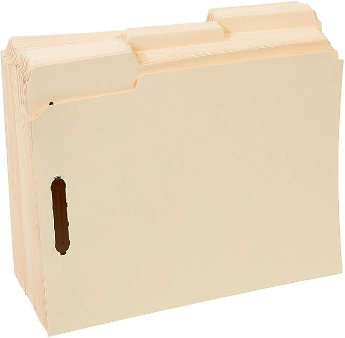 Staples Reinforced Fastener Folders, Letter, Manila, 50/Box