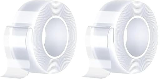 Double Sided Tape Heavy Duty (10FT) Mounting Tape Strong Adhesive Strips Sticky Nano Tape Multipurpose Removable Transparent Two Sided Poster Tape for Paste Items, Household (Pack of 2)